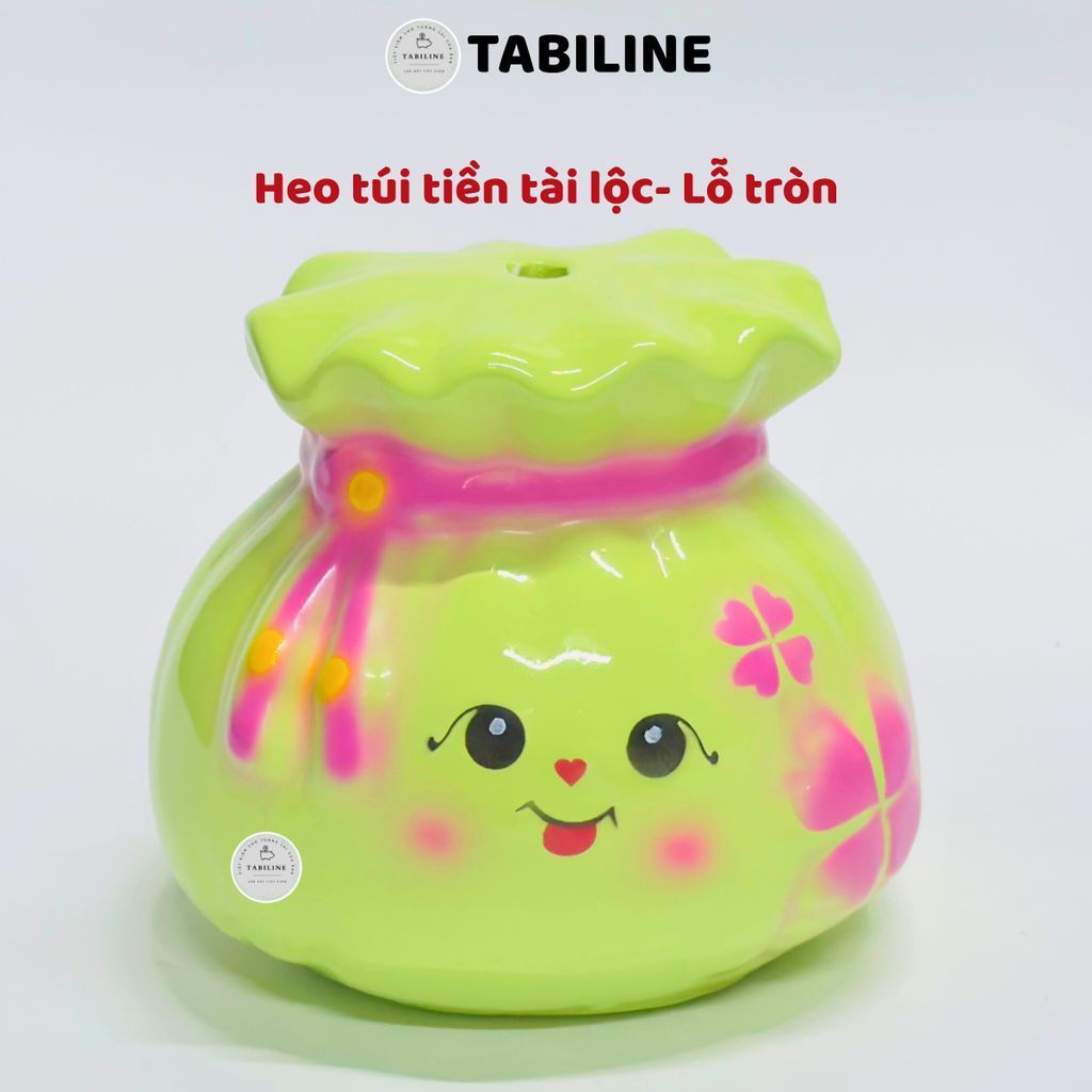 Heo đất ống tiết kiệm tiền túi tiền xinh tài lộc size vừa lỗ tròn LD99 - TABILINE