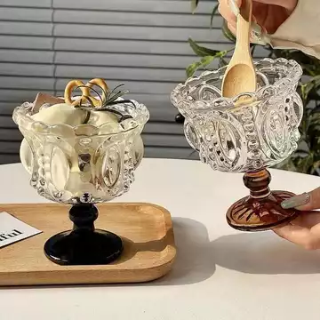 Cốc Retro Nổi Kem Cốc Thủy Tinh Món Tráng Miệng Cốc Kem Sữa Chua Cốc Pudding Mousse Cốc Cốc Cốc Cốc Cốc Cốc Cốc