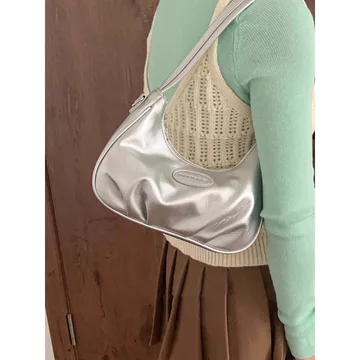Women's Elegant Tote Bag – for Work, Silver & metallic