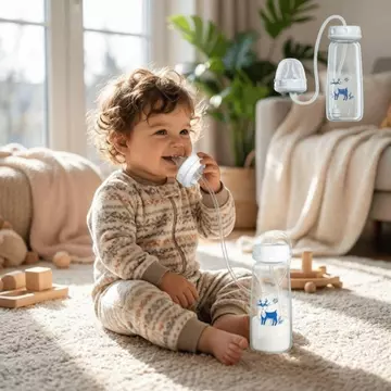 Bình Sữa Cho Bé, Bình Sữa Cổ Bình 150 / 240ml Cổ Bình, Chống Nghẹt Tay Đáng Yêu Có Ống Hút Bình Sữa Trẻ Sơ Sinh Cho Bé Ăn
