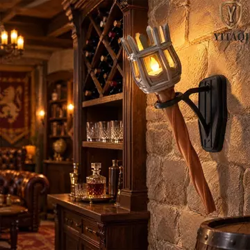 YITAQI Đèn pin giả treo tường, Đèn tường đèn pin thời trung cổ cổ điển in 3D, Đèn pin trang trí bằng tay Chủ đề tưởng tượng Đèn Led chiếu sáng Halloween Đèn pin phòng học