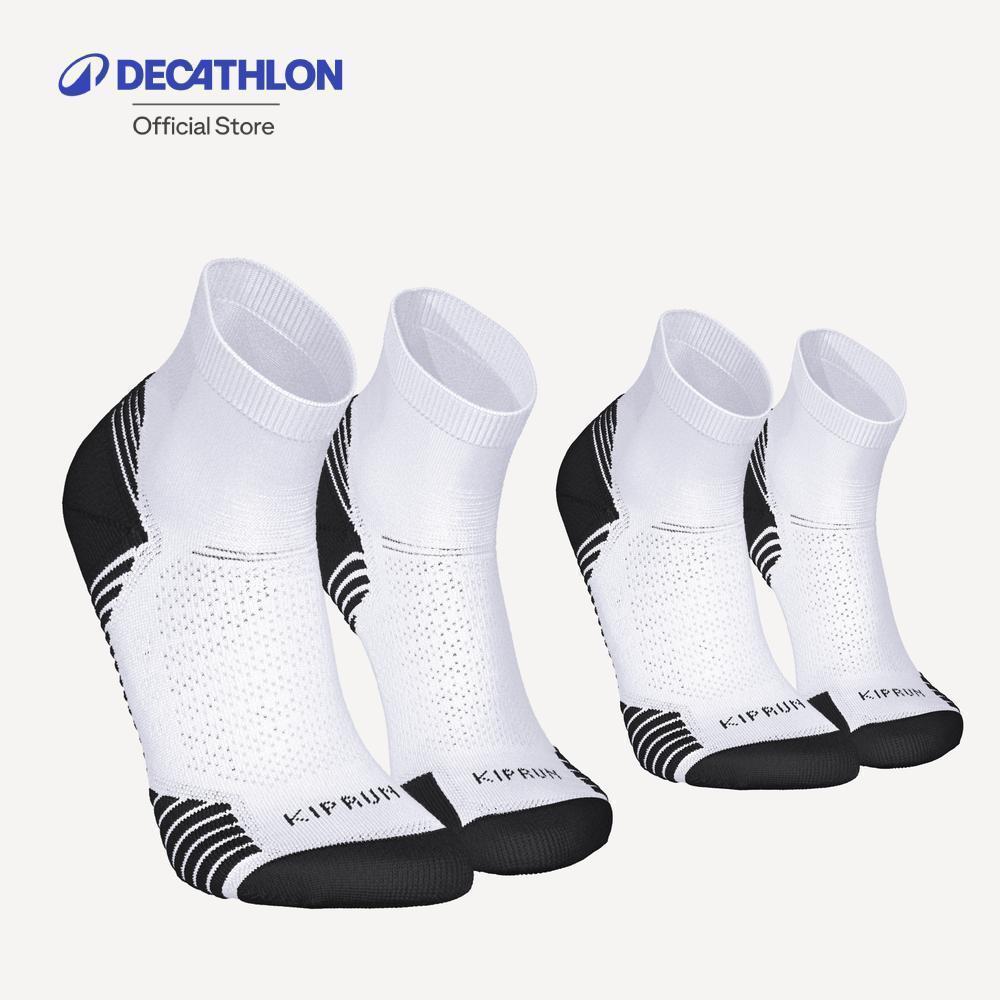 Decathlon Gói 2 Đôi Tất Chạy Giữa Dày Chạy 500 Mẫu 2-Đen Trắng
