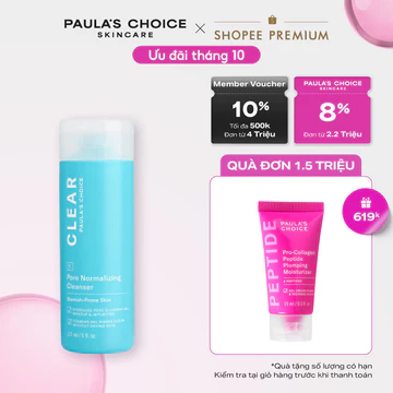 Sữa rửa mặt dành cho da mụn, làm sạch sâu và giảm dầu thừa Paula's Choice Clear Pore Normalizing Cleanser 177ml 6002