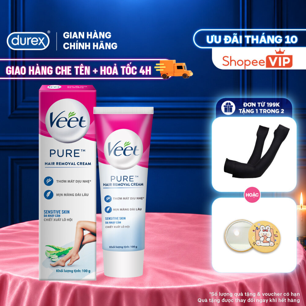 [HỎA TỐC 4H] [MỚI] Kem tẩy lông Veet Pure cho da nhạy cảm, hộp lớn 100g tiết kiệm, công thức Pure cải tiến