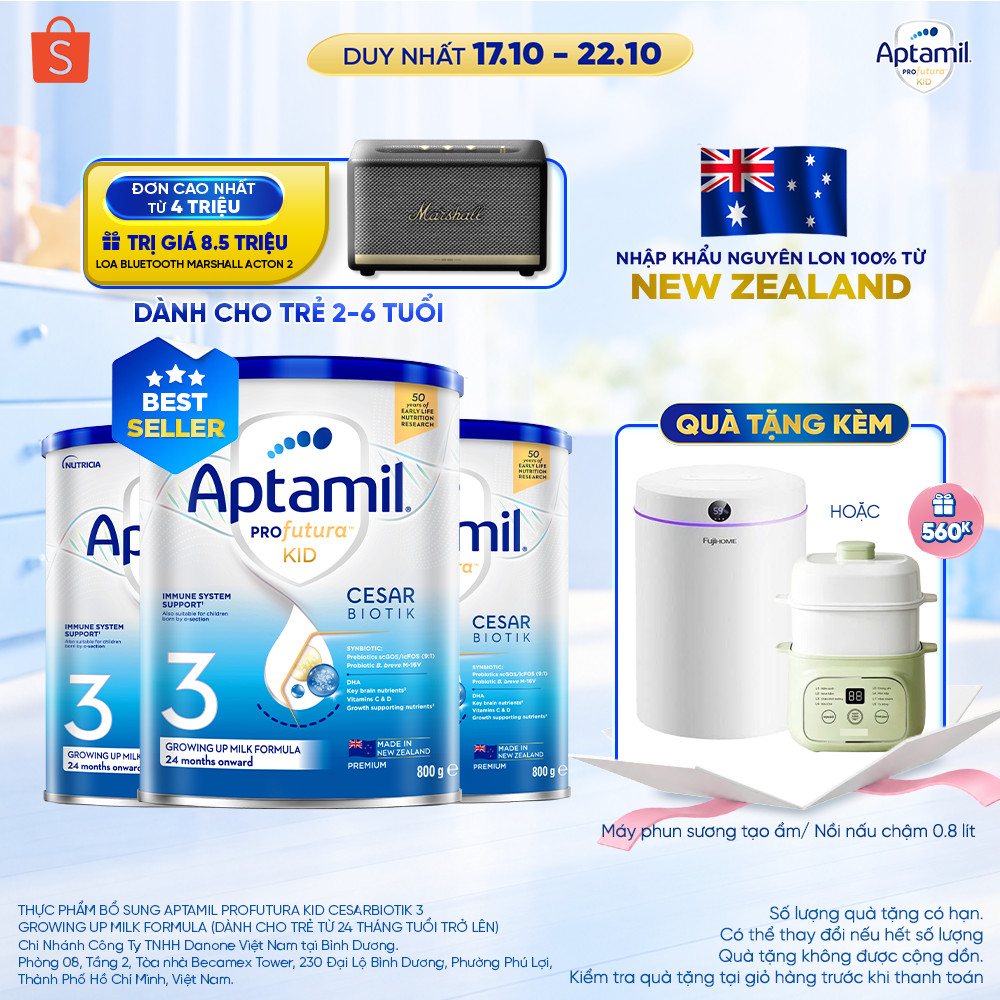 [MUA KÈM DEAL SỐC] CB3 Sữa bột Aptamil Kid Cesarbiotik New Zealand số 3 - Synbiotic đặc chế