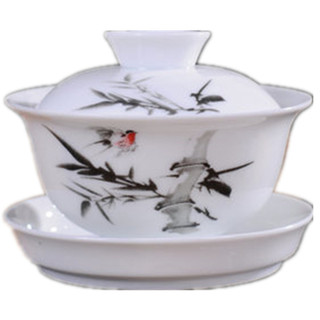 12cm 125ml Kính Xanh Trắng Nhà Để Xe Bát Trà Lớn Kung Fu Bộ Trà Gốm Sancai Garage Bát Có Thể Set COZY
