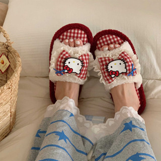 Xixitiao dép bông nữ mùa đông dễ thương chính hãng Hello Kitty, thoải mái khi ở nhà