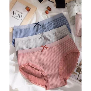 Combo 5-10 Quần Lót Nữ Cotton Kẻ Ca rô Mềm Mịn Đáy Lót Cotton Kháng Khuẩn Che Tên Sản Phẩm 42-58kg.