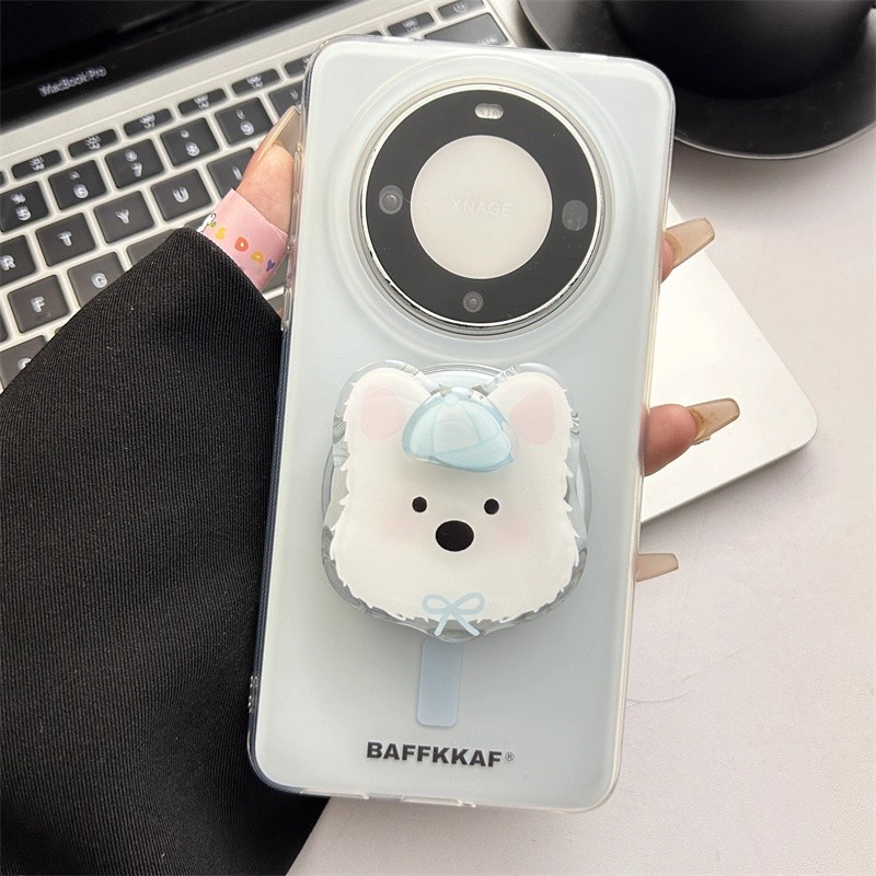 Đa Năng Xoay Hoạt Hình Chó Tròn Từ Giá Đỡ Điện Thoại Có Thể Gập Lại Vòng Grip Co Giãn Để Bàn
