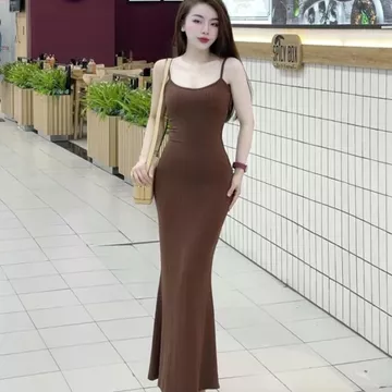 H901 Đầm Body 2 Dây Dáng Dài Đuôi Cá Váy Body Nữ Len Gân Tăm Mềm Mịn Mát Tôn Dáng Sexy Size Dưới 53kg