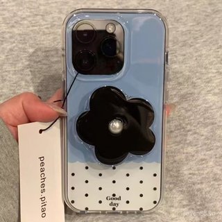 Ốp Điện Thoại Thích Hợp Cho iPhone 7 8 X XS XR XSMAX 11 12 13 14 15 16 17 Pro max Plus Air Pearl Giá Đỡ Hoa Đen Chống Sốc Vỏ Bảo Vệ Chống Sốc Bao Gồm Tất Cả 6 PUR