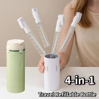 KANGNAI Bộ Chai Đựng Dầu Gội Du Lịch 4 trong 1 Chống Tràn Thiết Kế Đẩy Nhỏ Gọn Bơm Xà Phòng Tắm