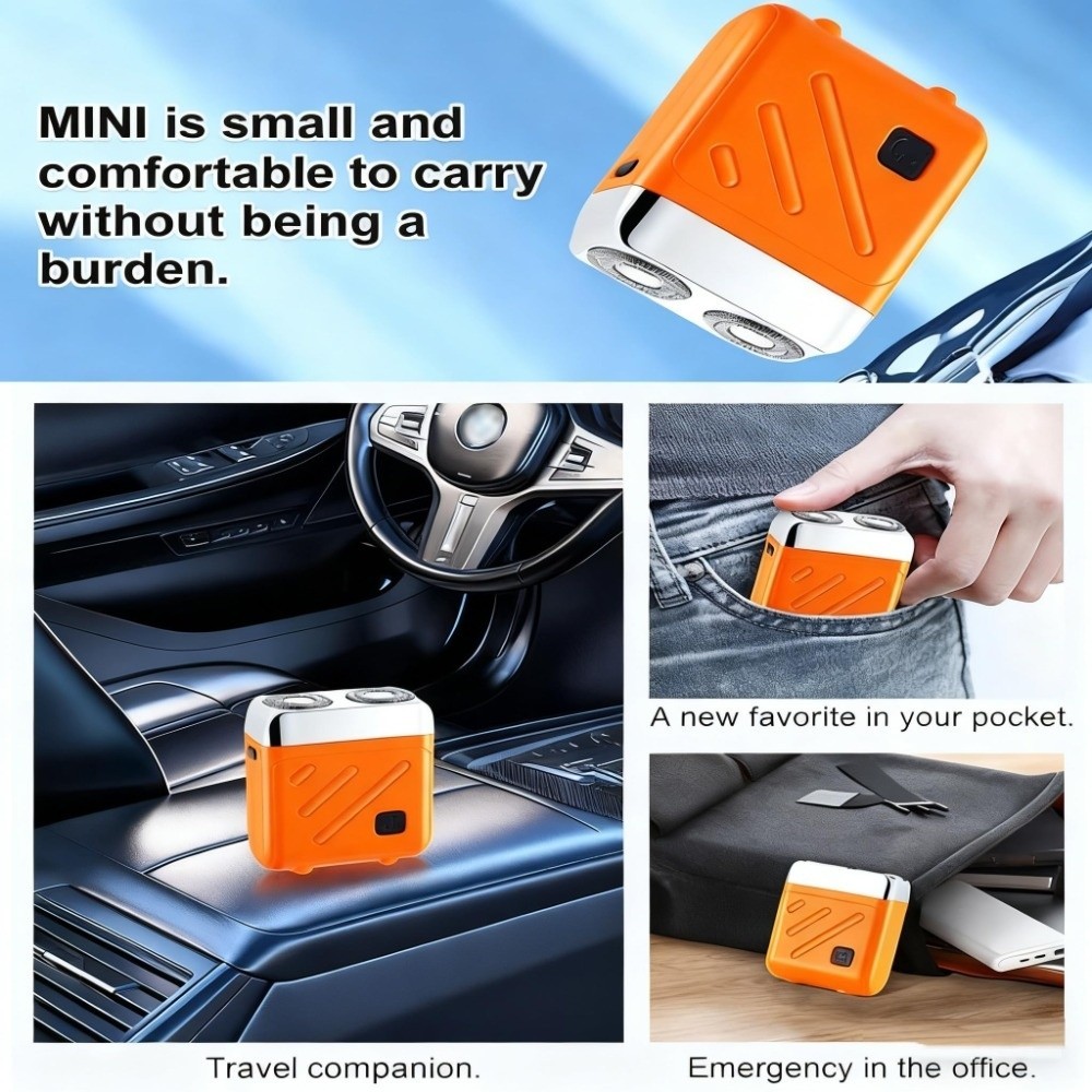 Dao cạo râu điện FAVORITEGOODS, Máy cạo râu Mini TYPE-C chống nước, Máy cạo râu nổi có thể sạc lại khô ướt