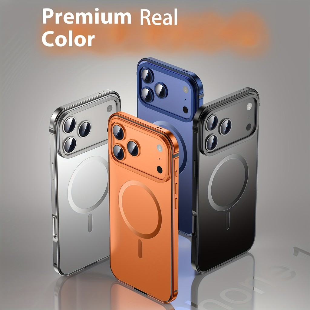 Dành cho hộp đựng 17 pro Max - Khung mờ bằng thép không gỉ Sạc không dây Vỏ bảo vệ phù hợp với màu