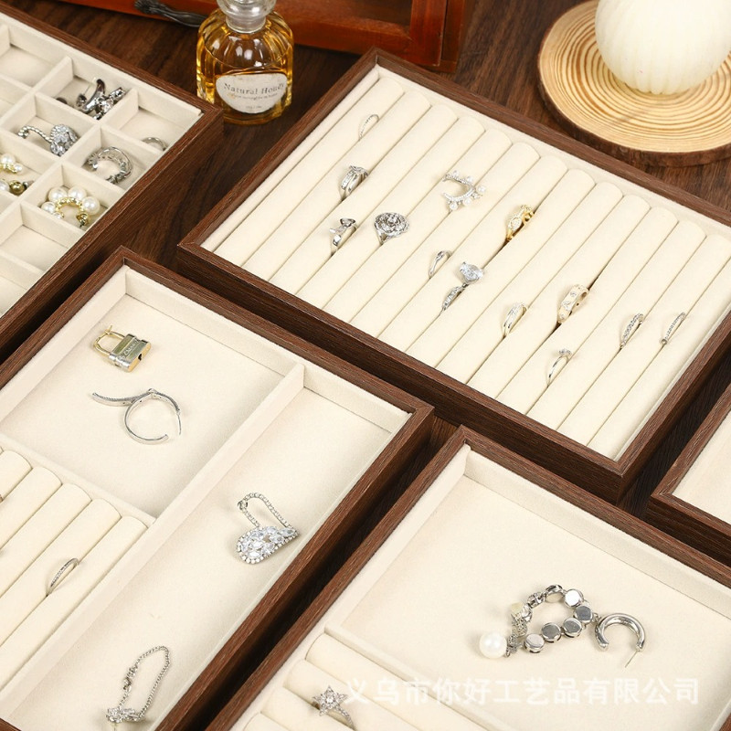 Hộp Trang Sức Quả óc chó Trưng Bày Trang Sức Giá Hạt Gỗ Trang Sức Khay Retro Bày Ngăn Kéo Trang Sức Tổ Chức