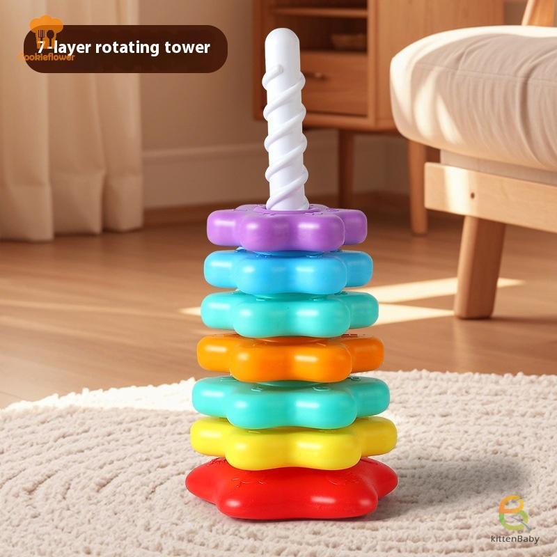 [Kitten-t] 1 Bộ Đồ Chơi Xếp Chồng Xoay Tháp Cầu Vồng Montessori Trẻ Em Phát Triển Kỹ Năng Vận Động Xếp Chồng Đồ Chơi Trò Chơi Quà Tặng Giáo Dục Mới