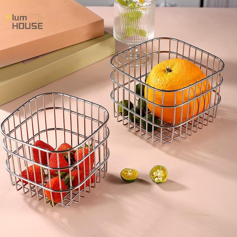 PlumHOUSE 304 Giỏ Thoát Nước Inox Hộ Gia Đình Giỏ Đựng Đồ Nhà Bếp Vuông Trái Cây Giỏ Rau Củ Mỹ Phẩm Giỏ Bảo Quản VN