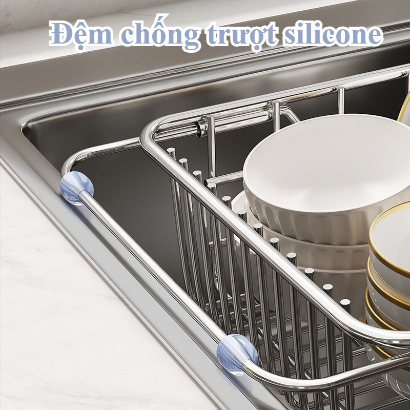 Rổ úp bát inox gác bồn rửa,Cho Chén Bát Đĩa, Úp Chén & Ráo Nước  kệ úp bát thu gọn