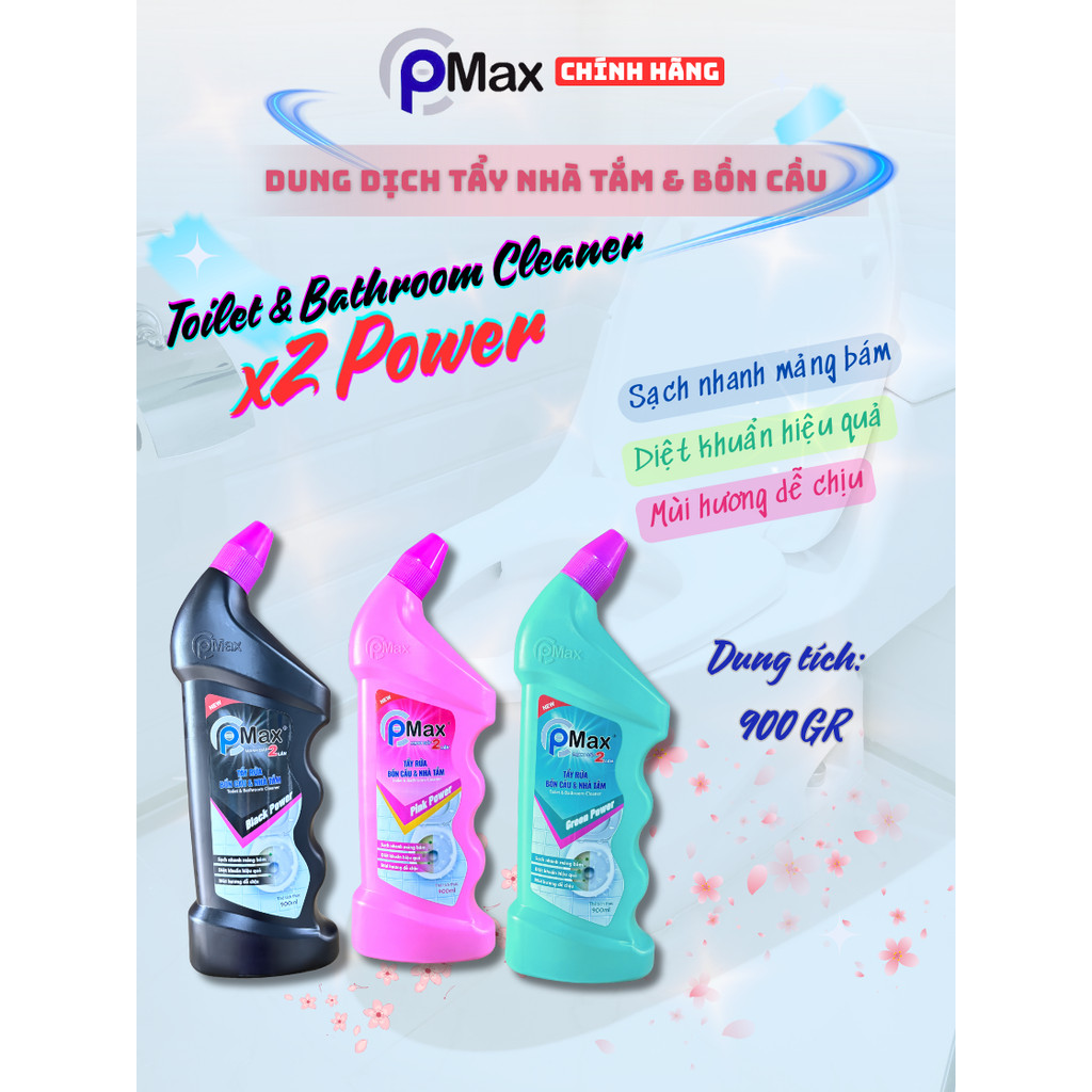 Nước Tẩy Rửa Bồn Cầu & Nhà Tắm PMAX x2 Power 900gr - Diệt Khuẩn, Sạch Nhanh , Mùi Hương Dễ Chịu