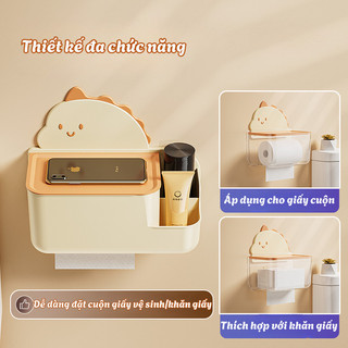 Hộp đựng giấy vệ sinh gắn tường có ngăn đựng đồ thiết kế dễ thương, chống nước tiện lợi cho nhà tắm