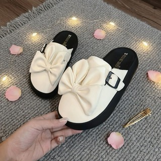 Dép sục Nữ bít mũi Disnack kèm thỏ xinh xắn mũi tròn cao 3cm da mềm nhẹ chân chuẩn size trẻ trung năng động.