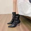 Phiên Bản Hàn Quốc Milky White Mũi Nhọn Nhăn Cao Gót Giày Bốt Ngắn Nữ Thu Đông Phong Cách Mới Stiletto Xếp Chồng Mỏng Giày Bốt Thời Trang