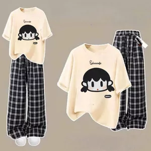 Sét Bộ Quần caro đen bản to màu đen dáng dài + mix áo phông ullzang xukaaaa -drfsgfsfg