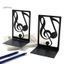 Thai| 1 Cặp Bookends kim loại chất lượng, Ghi chú âm nhạc sáng tạo và thiết kế chìa khóa, Sắp xếp sách chắc chắn và ổn định, Trang trí thanh lịch cho lớp học âm nhạc và văn phòng