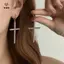 Bông tai chữ thập pha lê Zircon thời trang dành cho nam giới Gothic Punk Hip Hop Crucifix Dangle Bông tai trang sức dự tiệc [Mina]