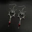 Bông tai thả trái tim cánh dơi Gothic đính đá quý màu đỏ cho thời trang Halloween