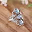 Nhẫn đá mặt trăng mạ bạc phong cách Bohemian với đá hình bầu dục thanh lịch và thiết kế cổ điển dành cho nữ