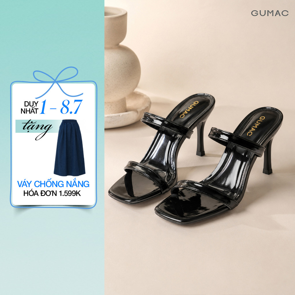 Giày Cao Gót Nữ GUMAC 7cm Gót Nhọn Da PU Bóng Ánh Bạc Thiết Kế Tinh Tế Cao Cấp GG06025