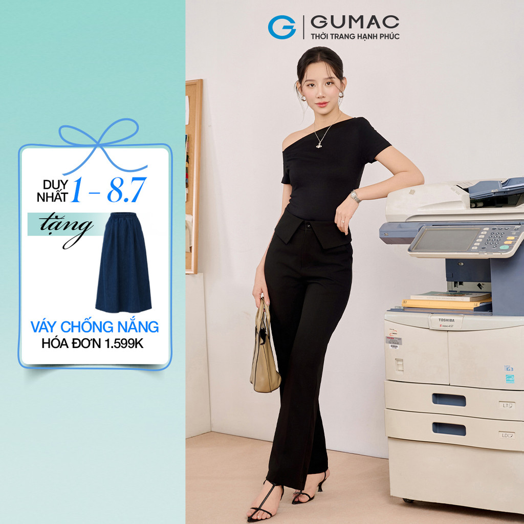 Quần tây nữ GUMAC ống suông lưng kiểu  QF08013