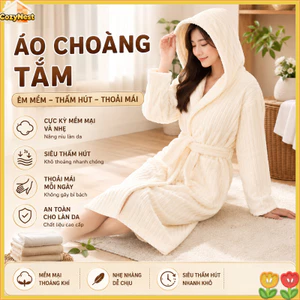 Áo choàng tắm kẻ sọc bằng sợi microfiber, có mũ trùm đầu, mềm mại và thấm hút tốt, unisex, một cỡ phù hợp với tất cả