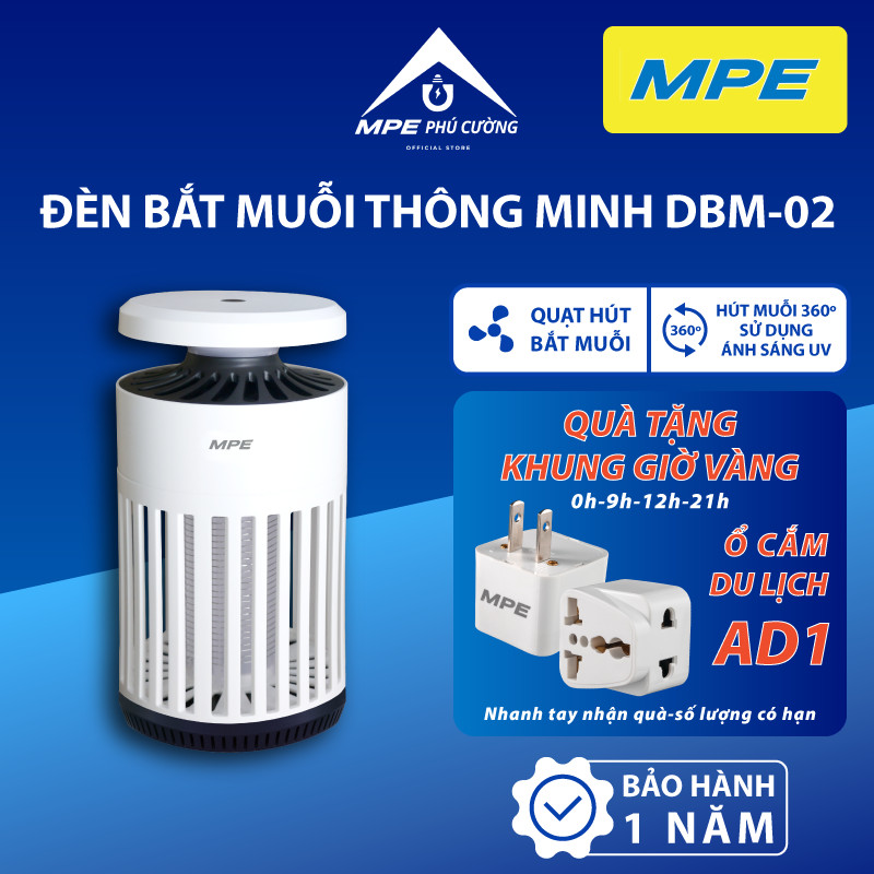 (CHÍNH HÃNG) MPE - ĐÈN BẮT MUỖI DBM-02 ĐÈN DIỆT MUỖI LED UV LƯỚI ĐIỆN AN TOÀN CHO GIA ĐÌNH TRẺ NHỎ