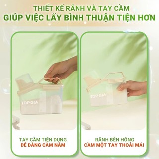 Hộp đựng bột giặt TopGia 1500ml có nắp kín chống ẩm, kèm cốc đong tiện lợi, nhựa cứng cáp, bền đẹp