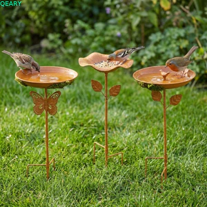 QEARY Sắt Chim Ăn Đứng, Phong Cách Vintage Có Thể Tháo Rời Bát Kim Loại Sân Vườn Chim, Thu Hút Chim Độc Lập Chống Rỉ Sét Nước Chim Chắc Chắn Trang Trí Ngày Lễ