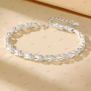 Vòng tay thỏ may mắn PYCOU, Vòng tay tự làm khắc hai mặt, Vòng tay quyến rũ bạc thanh lịch có thể điều chỉnh dễ thương dành cho nữ