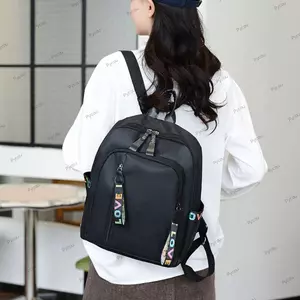 Ba lô Nylon PYCOU, Túi đi học phong cách đại học dung tích lớn, Túi du lịch nhẹ đơn giản thời trang dành cho nữ