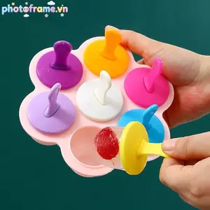Khung Ảnh 7 Lỗ DIY Kem Pops Khuôn Silicon Kem Bóng Máy Làm Popsicles Khuôn Trái Cây Cho Bé Lắc Nhà Bếp Phụ Kiện Dụng Cụ VN