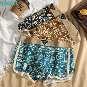 FUHUIOT 3 Quần Lót In Hình, Quần Đùi Boxer Nam Size Liền Mạch, Quần Lót Thời Trang Giữa Eo Quần Lót Co Giãn Cho Nam Quà Tặng