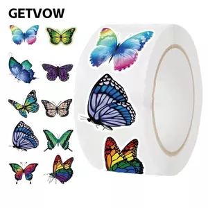 GETVOW 500 Cái / Cuộn Bướm Dán, DIY Nhiều Màu Sắc Bướm Guitar Miếng Dán, DIY Notebook Xe Đạp Điện Thoại Hành Lý Ô Tô Chống Thấm Nước Đồ Chơi Trẻ Em Trang Trí Cho Cốc Nước Máy Tính