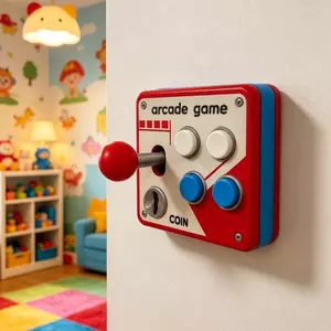 Retro Arcade Switch Bảng Điều Khiển ốp Tường Tấm Bao 3D In Cần Điều Khiển Trang Trí Nhà Phòng Rocker Tấm Tường Trang Trí shopidaevn