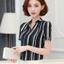 Áo Sơ Mi Nữ Sọc Tay Ngắn Nữ Mùa Hè Voan Cổ Chữ V Áo Sơ Mi