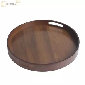 EDIWANY Khay Bảo Quản Thực Phẩm, Màu Sắc Có Tay Cầm Khay Gỗ Tre, Khay Trang Trí Tròn Món Tráng Miệng Pallet Nhà