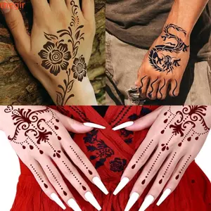 THEGIRL8B Henna Stencil, Bản mẫu hình xăm Mehndi tạm thời rỗng, Ngôi sao Elf Hoa Ấn Độ Hình xăm tay Miếng dán xương đòn ngón tay