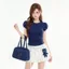 Áo Thun Nữ Chấm Bi Nhỏ Kiểu Tay Ngắn Phồng Nhún Eo Phong Cách Basic A51491 777 77- - Hieuvy Botique