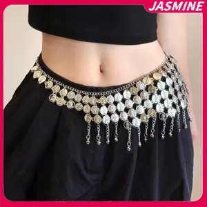 JASMINE Kim Loại sel Dây Thắt Lưng Vintage Bạc Phong Cách Bohemian Thắt Lưng Cơ Thể Trang Sức Eo Trang Sức Phong Cách Dân Tộc Thắt Lưng JASMINE