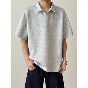 Khâu Nặng Giải Cấu Trúc Vai Trước Áo Sơ Mi Polo Tay Ngắn Nam Mùa Hè Hợp Thời Trang Nam Mỹ Ve Áo Thun Top 1ZCJ