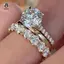 Bộ 3 Chiếc Nhẫn Zircon Pha Lê 5 Móng Vuốt Sang Trọng Cho Nữ Cưới Thời Trang Quyến Rũ Bộ Trang Sức Phụ Kiện Mới